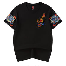 Load image into Gallery viewer, Dragon Embroidered Loose Short Sleeve T-Shirt
