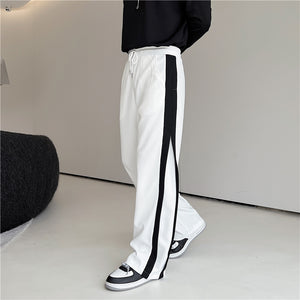 Fall Contrast Slit Casual Pants