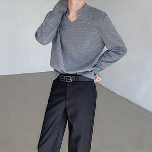 U-neck Waffle Casual Loose Bottoming Shirt