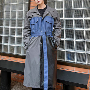 Fabric Patchwork Mid-length Trench Coat