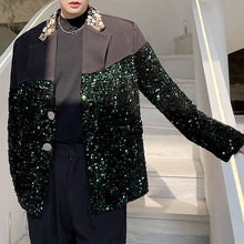 Load image into Gallery viewer, Sequins Multi-button Embellishment Panelled Blazer
