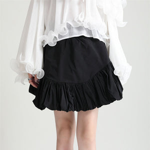 Elastic High Waist Bubble Bud Short Skirt