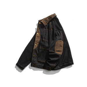 Paneled Long Sleeve Multi-pocket Denim Jacket