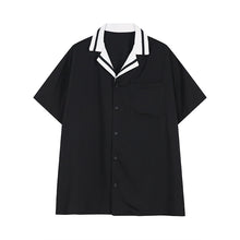 Load image into Gallery viewer, Contrast Striped Lapel Short Sleeve Shirt
