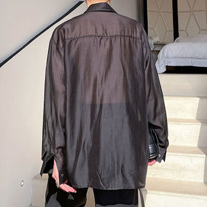 Sheer Organza Large Pocket Loose Shirt