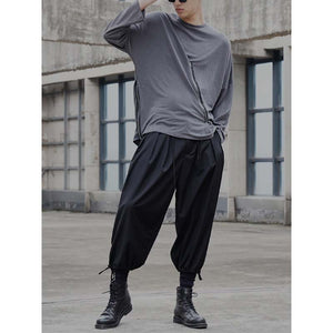 Elastic Waist Pleated Cropped Casual Pants