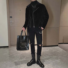 Load image into Gallery viewer, Thick Short Diagonal Zipper Cotton Jacket
