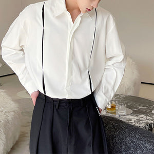 Contrast Patch Panel Pleated Shirt