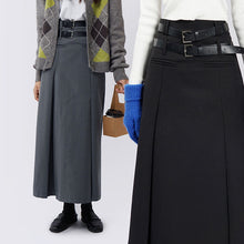 Load image into Gallery viewer, A-line Suit Skirt With Double Belt

