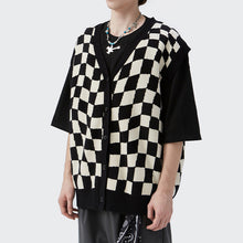 Load image into Gallery viewer, Checkerboard V-Neck Knit Cardigan
