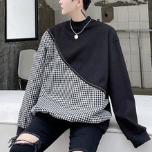 Load image into Gallery viewer, Plaid Stitching Irregular Sweatshirt
