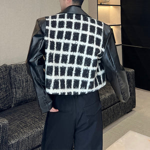 Plaid Patchwork Jacket Suit