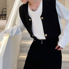 Load image into Gallery viewer, Shawl Vest White Long-sleeved T-shirt
