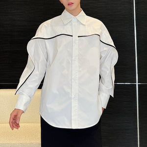 Paneled Three-dimensional Cut Long-sleeved Shirt