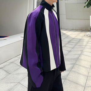 Colorblock Stand Collar Jacket