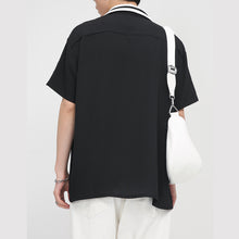 Load image into Gallery viewer, Contrast Striped Lapel Short Sleeve Shirt
