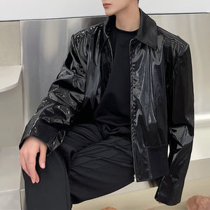 Pu Patent Leather Motorcycle Jacket