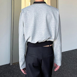 Contrast Polo Lapel Long Sleeve Shirt