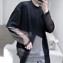 Load image into Gallery viewer, Thin Mesh Panel Crew Neck Long Sleeve T-Shirt
