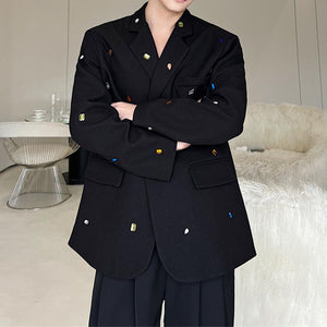 Multicolored Rhinestone Decoration  Blazer