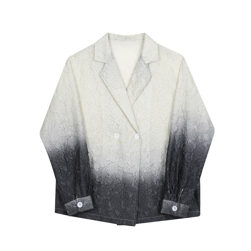 Ink Gradient Embossing Lapel Suit Collar Shirt