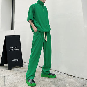 Solid Color Short Sleeve T-Shirt Pants Set