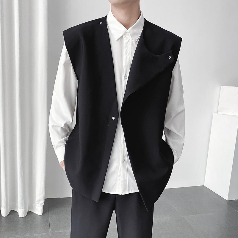 Japanese Retro Asymmetrical Sleeveless Vest Jacket