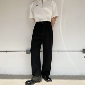 Loose Zip Casual Placket Trousers