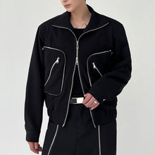 Load image into Gallery viewer, Turtleneck Double Zip Pocket Jacket
