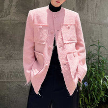 Load image into Gallery viewer, Vintage Pink Frayed Collarless Jacket
