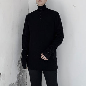 Button Turtleneck Bottoming Sweater