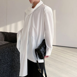 Ribbon Scarf V-Neck Pullover Shirt