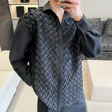 Load image into Gallery viewer, Pleated Weave Decorative Long Sleeve Shirt
