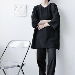 Pleated Loose Drop Shoulder T-Shirt