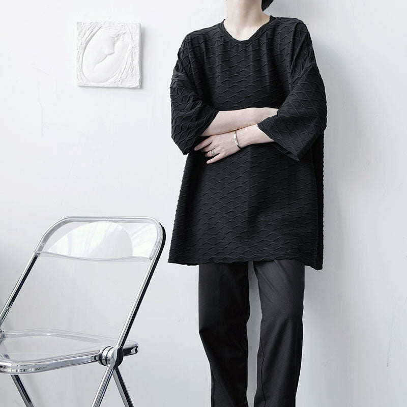 Pleated Loose Drop Shoulder T-Shirt