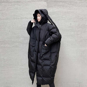 Rabbit Ears Hooded Long Thickened Coat