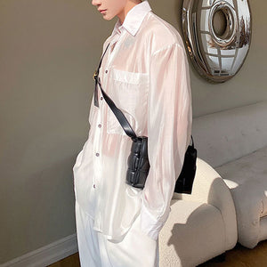 Sheer Organza Large Pocket Loose Shirt