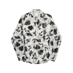 Floral Print Tulle Sheer Long Sleeve Shirt
