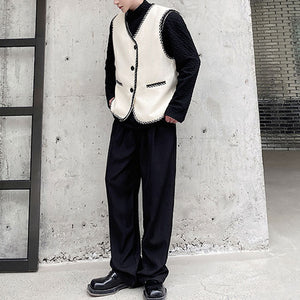 Contrast Color Covered Decorative Braided Vest