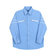 Load image into Gallery viewer, Blue Multi Zip Trim Long Sleeve Shirt
