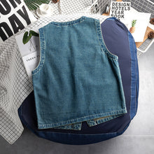 Load image into Gallery viewer, Tooling Thin Big Pocket Denim Sleeveless Vest
