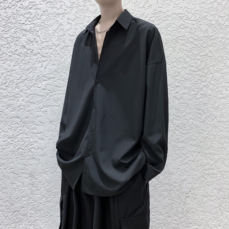 Simple Solid Color Drape Casual Shirt