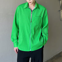 Load image into Gallery viewer, Thin Crumpled Striped Zip Cardigan
