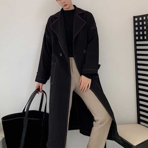 Mid Length Lapel Windbreaker Jacket