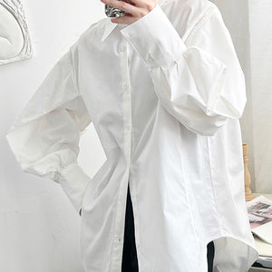 Solid Color Structure Loose Cargo Shirt