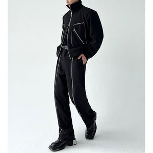 Turtleneck Double Zip Pocket Jacket