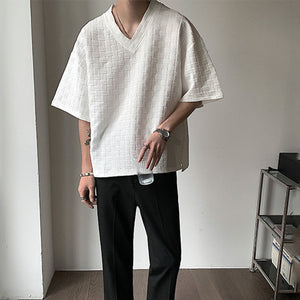 Solid V-Neck Pullover Half Sleeve T-Shirt