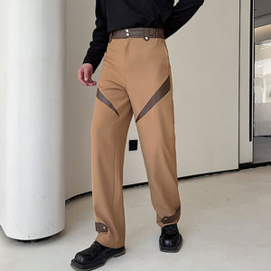 Paneled Contrast Casual Straight Pants