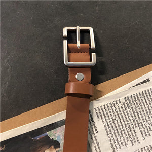 PU Leather Pin Buckle Thin Belt