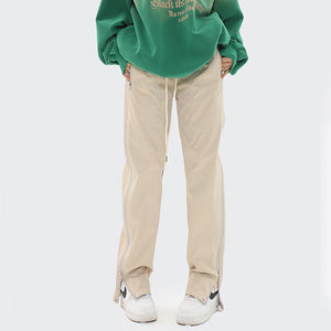 Zipper Strip Straight Casual Pants